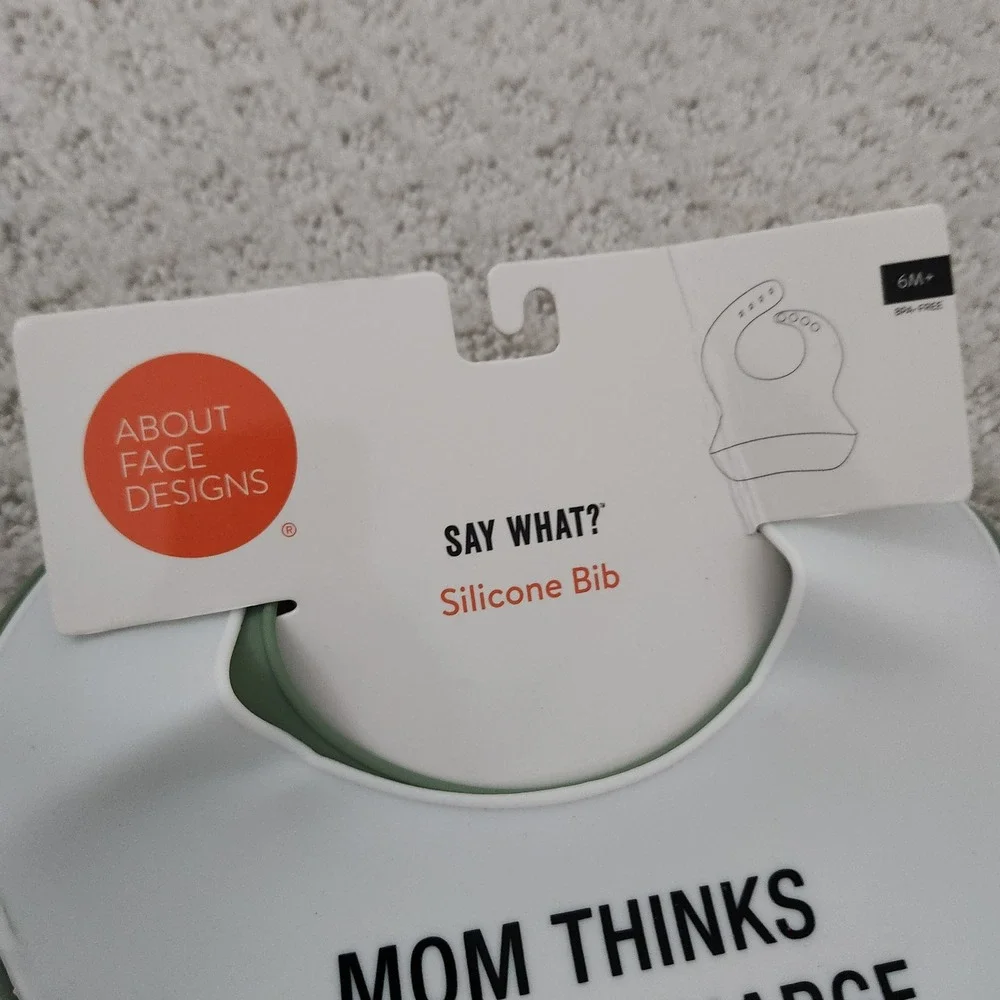 Silicone Bib Mom Thinks She's In Charge Green size 6M+ NEW